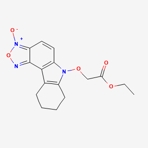 molecular formula C16H17N3O5 B12449240 ethyl [(3-oxido-7,8,9,10-tetrahydro-6H-[1,2,5]oxadiazolo[3,4-c]carbazol-6-yl)oxy]acetate 