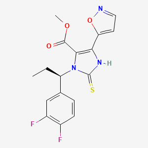 molecular formula C17H15F2N3O3S B1244925 methyl 3-[(1R)-1-(3,4-difluorophenyl)propyl]-5-(1,2-oxazol-5-yl)-2-sulfanylidene-1H-imidazole-4-carboxylate 