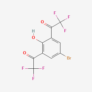 molecular formula C10H3BrF6O3 B12449289 4-Bromo-2,6-bis(trifluoroacetyl)phenol 