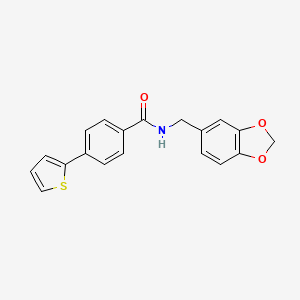 molecular formula C19H15NO3S B12449297 N-(1,3-benzodioxol-5-ylmethyl)-4-(thiophen-2-yl)benzamide 