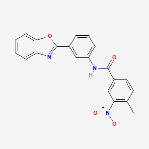 molecular formula C21H15N3O4 B12449357 N-[3-(1,3-benzoxazol-2-yl)phenyl]-4-methyl-3-nitrobenzamide 