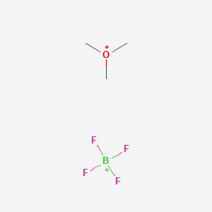 molecular formula C3H9BF4O+2 B12449370 Tetrafluoroboranium; trimethyloxonium 