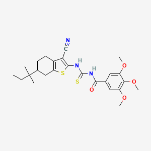 molecular formula C25H31N3O4S2 B12449452 N-{[3-cyano-6-(2-methylbutan-2-yl)-4,5,6,7-tetrahydro-1-benzothiophen-2-yl]carbamothioyl}-3,4,5-trimethoxybenzamide 