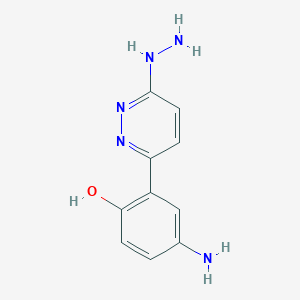 molecular formula C10H11N5O B12449469 4-Amino-2-(6-hydrazinopyridazine-3-YL)phenol 