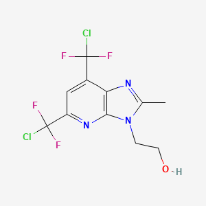 molecular formula C11H9Cl2F4N3O B12449477 2-(5,7-Bis(chlorodifluoromethyl)-2-methyl-3H-imidazo-[4,5-b]-pyridin-3-yl)ethanol 