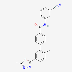 molecular formula C24H18N4O2 B1244949 N-(3-Cyanophenyl)-2'-Methyl-5'-(5-Methyl-1,3,4-Oxadiazol-2-Yl)-4-Biphenylcarboxamide 