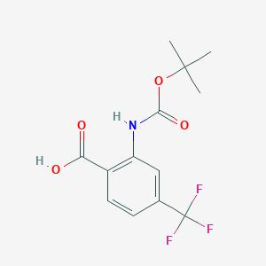molecular formula C13H14F3NO4 B12449505 2-(Tert-butoxycarbonylamino)-4-(trifluoromethyl)benzoic acid CAS No. 141940-28-5