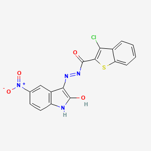 molecular formula C17H9ClN4O4S B12449510 3-chloro-N'-[(3Z)-5-nitro-2-oxo-1,2-dihydro-3H-indol-3-ylidene]-1-benzothiophene-2-carbohydrazide 