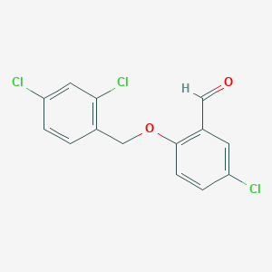 molecular formula C14H9Cl3O2 B12449515 5-Chloro-2-[(2,4-dichlorophenyl)methoxy]benzaldehyde 
