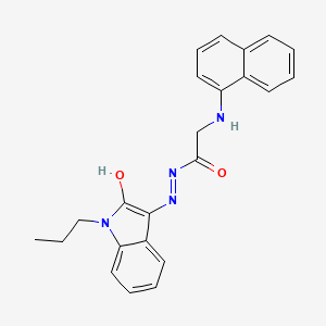 molecular formula C23H22N4O2 B12449532 2-(naphthalen-1-ylamino)-N'-[(3Z)-2-oxo-1-propyl-1,2-dihydro-3H-indol-3-ylidene]acetohydrazide (non-preferred name) 