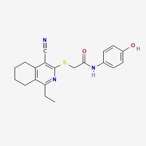 molecular formula C20H21N3O2S B12449548 2-[(4-cyano-1-ethyl-5,6,7,8-tetrahydroisoquinolin-3-yl)sulfanyl]-N-(4-hydroxyphenyl)acetamide 