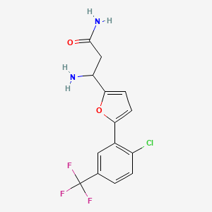 molecular formula C14H12ClF3N2O2 B12449573 3-Amino-3-(5-(2-chloro-5-(trifluoromethyl)phenyl)furan-2-yl)propanamide CAS No. 771522-83-9
