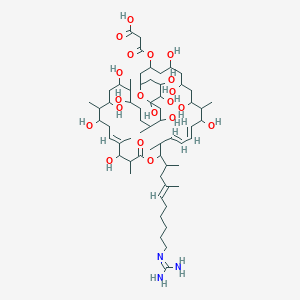 3-[[(12E,14E,22E)-17-[(E)-10-(diaminomethylideneamino)-4-methyldec-4-en-2-yl]-5,7,9,11,21,25,27,29,31,35,37,38,39-tridecahydroxy-10,16,20,22,26,30,34-heptamethyl-19-oxo-18,41-dioxabicyclo[35.3.1]hentetraconta-12,14,22-trien-3-yl]oxy]-3-oxopropanoic acid
