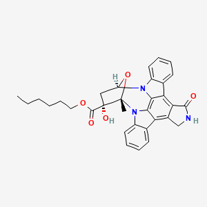 molecular formula C32H31N3O5 B1244990 hexyl (15S,16R,18R)-16-hydroxy-15-methyl-3-oxo-28-oxa-4,14,19-triazaoctacyclo[12.11.2.115,18.02,6.07,27.08,13.019,26.020,25]octacosa-1,6,8,10,12,20,22,24,26-nonaene-16-carboxylate 