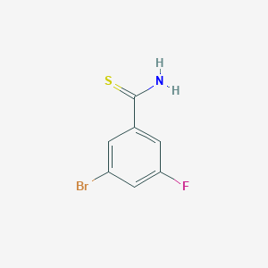 molecular formula C7H5BrFNS B12449902 3-Bromo-5-fluorobenzothioamide 