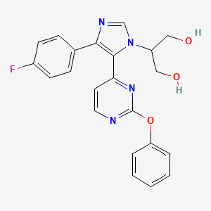 molecular formula C22H19FN4O3 B1245000 2-[4-(4-Fluorophenyl)-5-(2-phenoxypyrimidin-4-yl)imidazol-1-yl]propane-1,3-diol CAS No. 219790-72-4