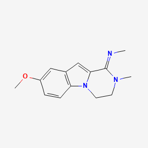 molecular formula C14H17N3O B12450108 N-[(1E)-8-methoxy-2-methyl-3,4-dihydropyrazino[1,2-a]indol-1(2H)-ylidene]methanamine 