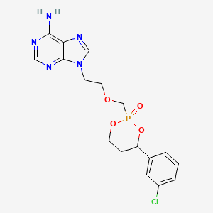 molecular formula C17H19ClN5O4P B1245047 9-[2-[[4-(3-Chlorophenyl)-2-oxo-1,3,2lambda5-dioxaphosphinan-2-yl]methoxy]ethyl]purin-6-amine 