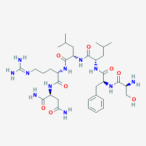 molecular formula C34H57N11O8 B124507 L-Aspartamide, L-seryl-L-phenylalanyl-L-leucyl-L-leucyl-L-arginyl- CAS No. 141923-40-2