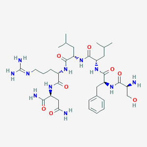 molecular formula C34H57N11O8 B124507 (2S)-2-[[(2S)-2-[[(2S)-2-[[(2S)-2-[[(2S)-2-[[(2S)-2-amino-3-hydroxypropanoyl]amino]-3-phenylpropanoyl]amino]-4-methylpentanoyl]amino]-4-methylpentanoyl]amino]-5-(diaminomethylideneamino)pentanoyl]amino]butanediamide CAS No. 141923-40-2
