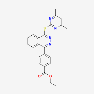 molecular formula C23H20N4O2S B12451038 Ethyl 4-{4-[(4,6-dimethylpyrimidin-2-yl)sulfanyl]phthalazin-1-yl}benzoate 