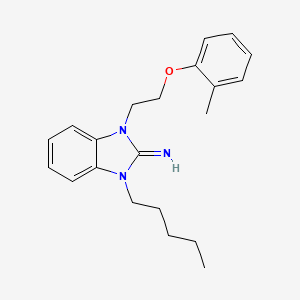 molecular formula C21H27N3O B12451108 1-[2-(2-methylphenoxy)ethyl]-3-pentyl-1,3-dihydro-2H-benzimidazol-2-imine 