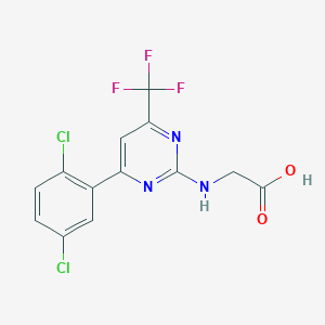 molecular formula C13H8Cl2F3N3O2 B12451110 N-[6-(2,5-Dichlorophenyl)-4-(trifluoromethyl)pyrimidin-2-yl]glycine 