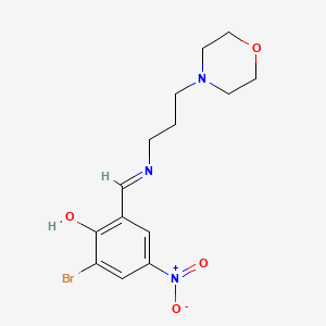 molecular formula C14H18BrN3O4 B12451111 2-bromo-6-[(E)-{[3-(morpholin-4-yl)propyl]imino}methyl]-4-nitrophenol 
