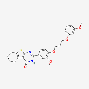 molecular formula C27H28N2O5S B12451237 2-{3-methoxy-4-[3-(3-methoxyphenoxy)propoxy]phenyl}-5,6,7,8-tetrahydro[1]benzothieno[2,3-d]pyrimidin-4(3H)-one 