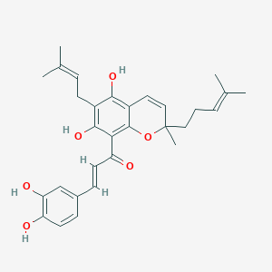 molecular formula C30H34O6 B1245128 rac-(2E)-1-[5,7-dihydroxy-2-methyl-6-(3-methylbut-2-en-1-yl)-2-(4-methylpent-3-en-1-yl)-2H-chromen-8-yl]-3-(3,4-dihydroxyphenyl)prop-2-en-1-one 