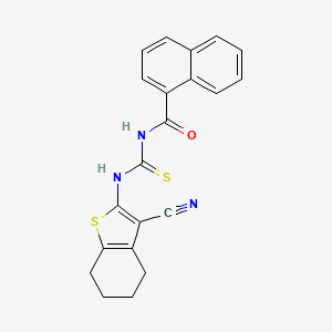 molecular formula C21H17N3OS2 B12451286 N-[(3-cyano-4,5,6,7-tetrahydro-1-benzothiophen-2-yl)carbamothioyl]naphthalene-1-carboxamide 