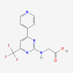 molecular formula C12H9F3N4O2 B12451301 N-[6-(Pyridin-4-yl)-4-(trifluoromethyl)pyrimidin-2-yl]glycine 
