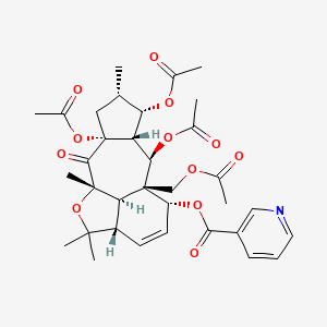 molecular formula C34H41NO12 B1245135 3,5,15,17-O-Tetraacetyl-7-O-nicotinoylcheiradone 