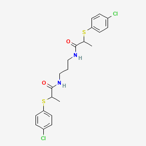 molecular formula C21H24Cl2N2O2S2 B12451385 N,N'-propane-1,3-diylbis{2-[(4-chlorophenyl)sulfanyl]propanamide} 