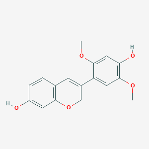 molecular formula C17H16O5 B1245141 2H-1-Benzopyran-7-ol, 3-(4-hydroxy-2,5-dimethoxyphenyl)- CAS No. 645394-14-5