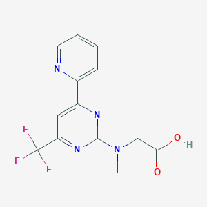 molecular formula C13H11F3N4O2 B12451429 N-[6-(Pyridin-2-yl)-4-(trifluoromethyl)pyrimidin-2-yl]-N-methylglycine 