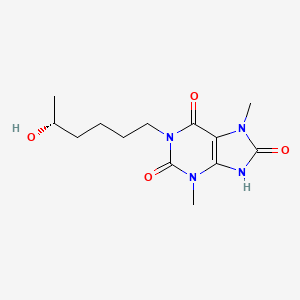 molecular formula C13H20N4O4 B1245148 (R)-1-(5-hydroxyhexyl)-3,7-dimethyluric acid 