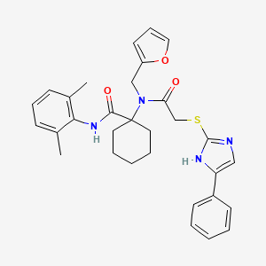 molecular formula C31H34N4O3S B12451480 N-(2,6-dimethylphenyl)-1-[(furan-2-ylmethyl){[(4-phenyl-1H-imidazol-2-yl)sulfanyl]acetyl}amino]cyclohexanecarboxamide 