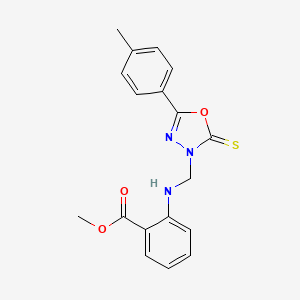 molecular formula C18H17N3O3S B12451531 methyl 2-({[5-(4-methylphenyl)-2-thioxo-1,3,4-oxadiazol-3(2H)-yl]methyl}amino)benzoate 
