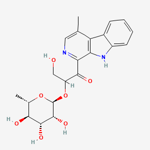 molecular formula C21H24N2O7 B1245155 3-hydroxy-1-(4-methyl-9H-pyrido[3,4-b]indol-1-yl)-2-[(2S,3R,4R,5R,6S)-3,4,5-trihydroxy-6-methyloxan-2-yl]oxypropan-1-one 