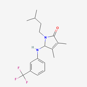 molecular formula C18H23F3N2O B12451619 3,4-dimethyl-1-(3-methylbutyl)-5-{[3-(trifluoromethyl)phenyl]amino}-1,5-dihydro-2H-pyrrol-2-one 
