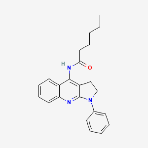 molecular formula C23H25N3O B12451624 N-(1-phenyl-2,3-dihydro-1H-pyrrolo[2,3-b]quinolin-4-yl)hexanamide 