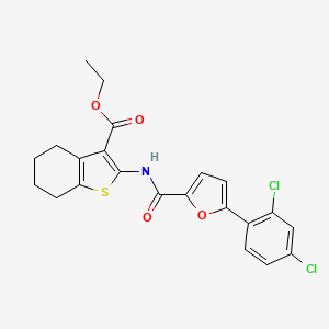 molecular formula C22H19Cl2NO4S B12451657 Ethyl 2-({[5-(2,4-dichlorophenyl)furan-2-yl]carbonyl}amino)-4,5,6,7-tetrahydro-1-benzothiophene-3-carboxylate 