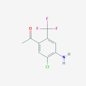 molecular formula C9H7ClF3NO B12451707 1-[4-amino-5-chloro-2-(trifluoromethyl)phenyl]ethanone 