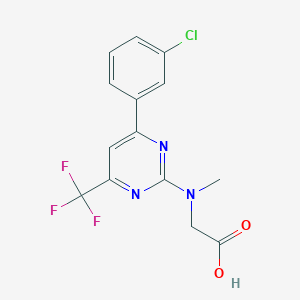 molecular formula C14H11ClF3N3O2 B12451734 N-[6-(3-Chlorophenyl)-4-(trifluoromethyl)pyrimidin-2-yl]-N-methylglycine 