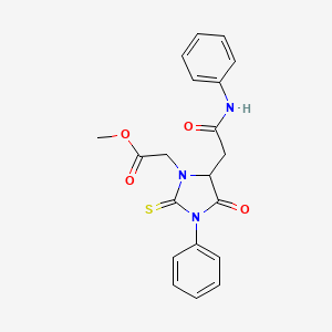 molecular formula C20H19N3O4S B12451792 Methyl {4-oxo-5-[2-oxo-2-(phenylamino)ethyl]-3-phenyl-2-thioxoimidazolidin-1-yl}acetate 