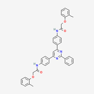 molecular formula C40H34N4O4 B12451875 N,N'-[(2-phenylpyrimidine-4,6-diyl)dibenzene-4,1-diyl]bis[2-(2-methylphenoxy)acetamide] 