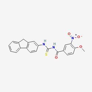 molecular formula C22H17N3O4S B12451929 N-(9H-fluoren-2-ylcarbamothioyl)-4-methoxy-3-nitrobenzamide 