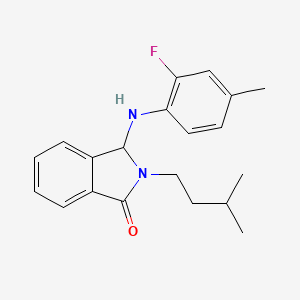 molecular formula C20H23FN2O B12452069 3-[(2-fluoro-4-methylphenyl)amino]-2-(3-methylbutyl)-2,3-dihydro-1H-isoindol-1-one 