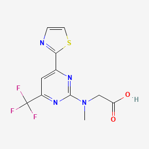 molecular formula C11H9F3N4O2S B12452103 N-Methyl-N-[6-(thiazol-2-yl)-4-(trifluoromethyl)pyrimidin-2-yl]glycine 